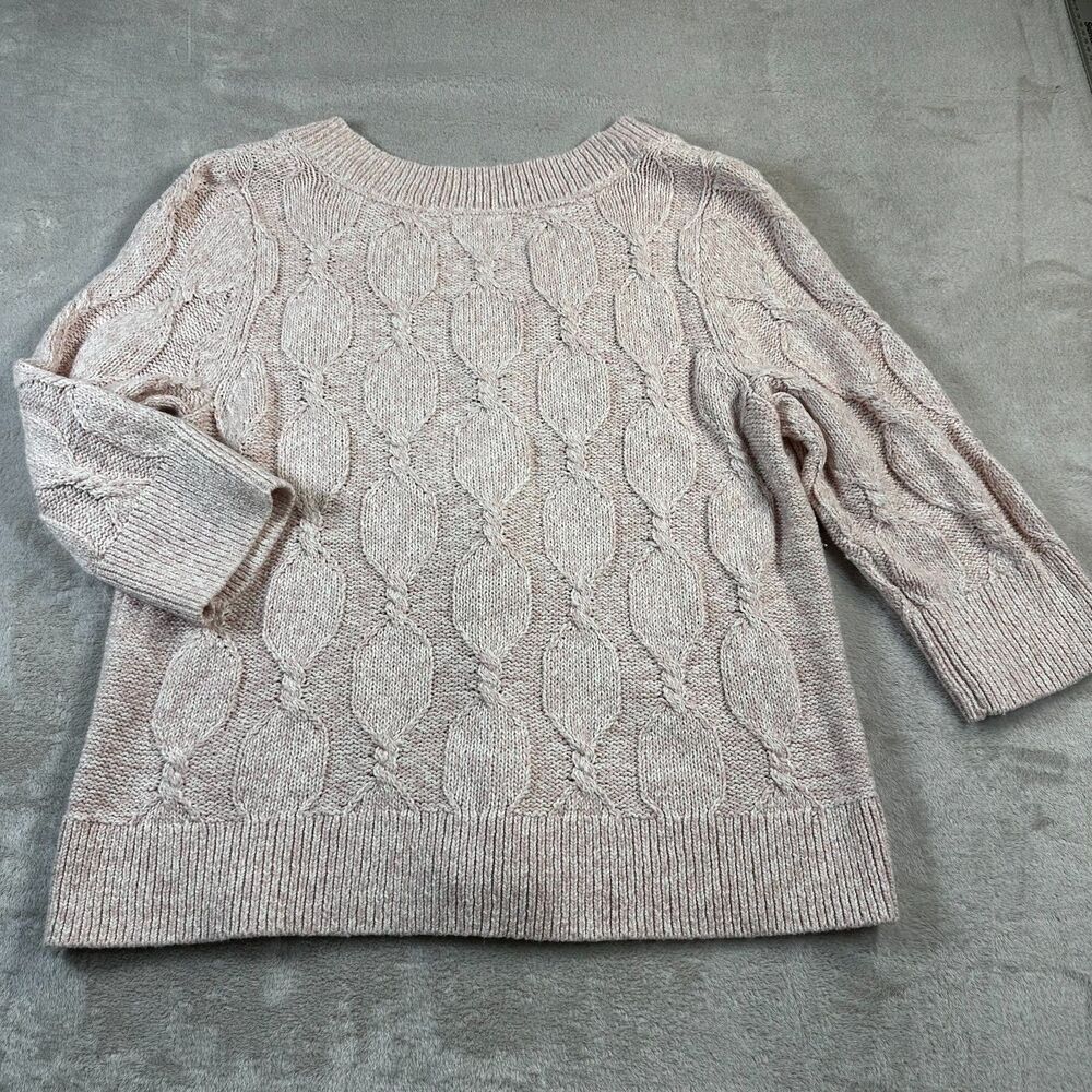 J Jill Sweater Size Large Pink and White Color V-neck Three-Quarter Sleeve - Picture 9 of 9